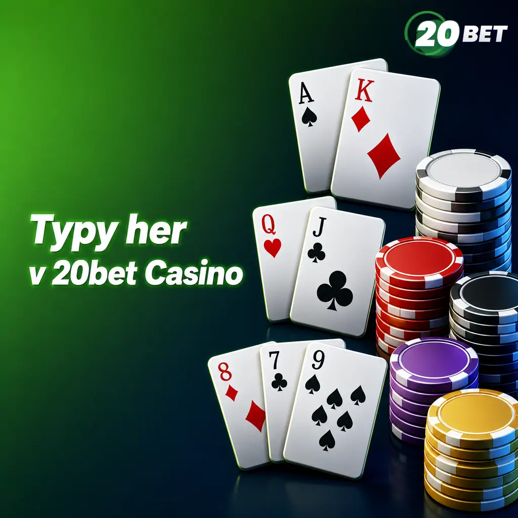 Přehled typů her v 20bet Casino – automaty, stolní hry, crash hry, jackpoty, video poker a virtuální sporty